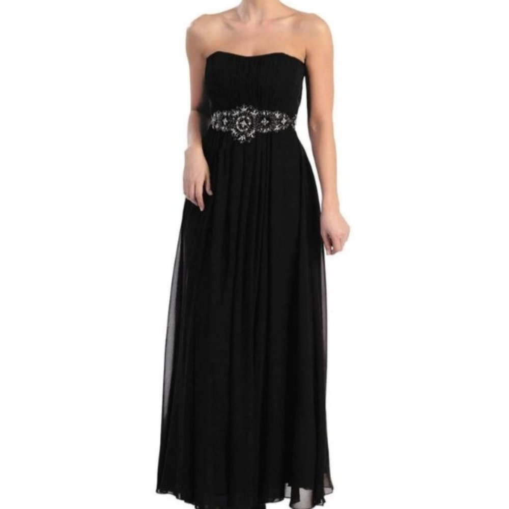 Women's Strapless Shirred Sweetheart Chiffon Evening Party Dress Size 2XL.